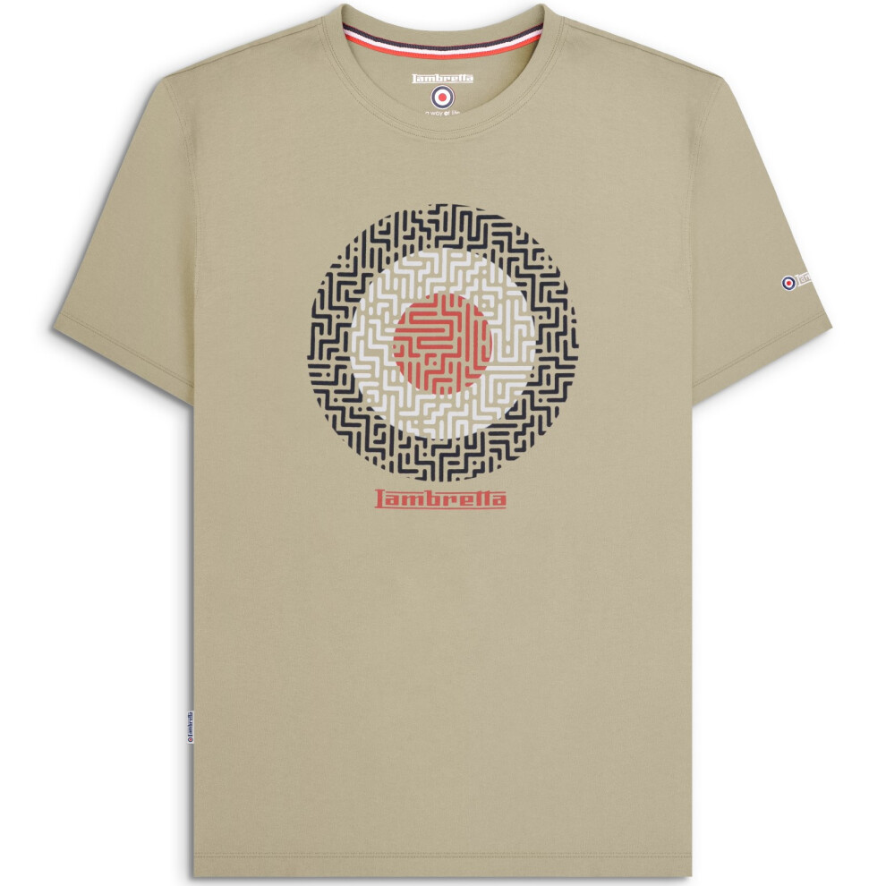Lambretta (4Xl, Stone) Mens Geo Target Logo Short Sleeve Crew Neck Tee T-Shirt Top