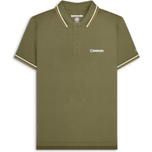 (XL, Khaki (Silver/Cashew)) Lambretta Mens Twin Tipped Short Sleeve 3 Button Placket Cotton Polo Shirt Top