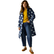 (10, Mini Square Blue) Regatta Womens Orla Longer Longline Waterproof Jacket