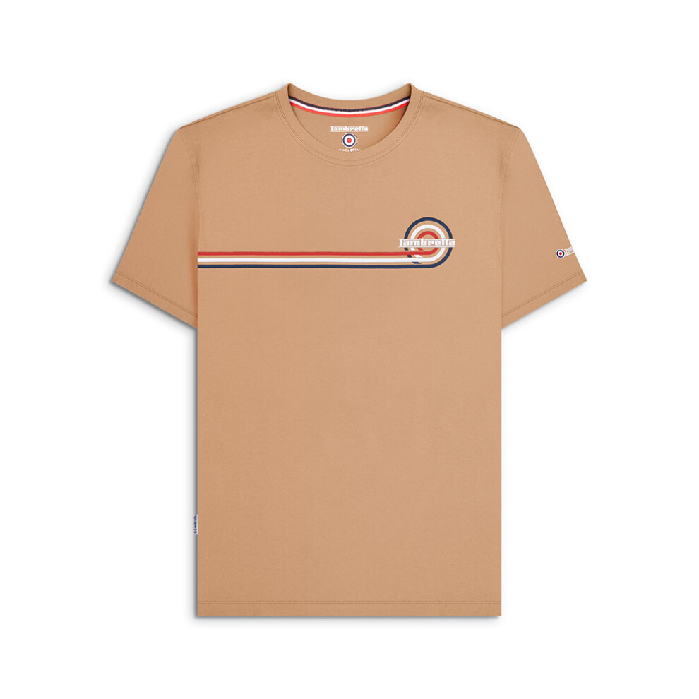 Lambretta (3Xl, Sand) Mens Geo Target Casual Retro Graphic Print Cotton T-Shirt Top Tee