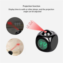 2X Projection Electronic Clock English Clock, Projection Clock Alarm Clock, LCD Projection Alarm Clock Black