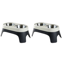 2X Dog Elevated Feeder Anti Knock Stainless Steel Raised Dog Bowl Elevated Bowls for Dog Cat Bowl