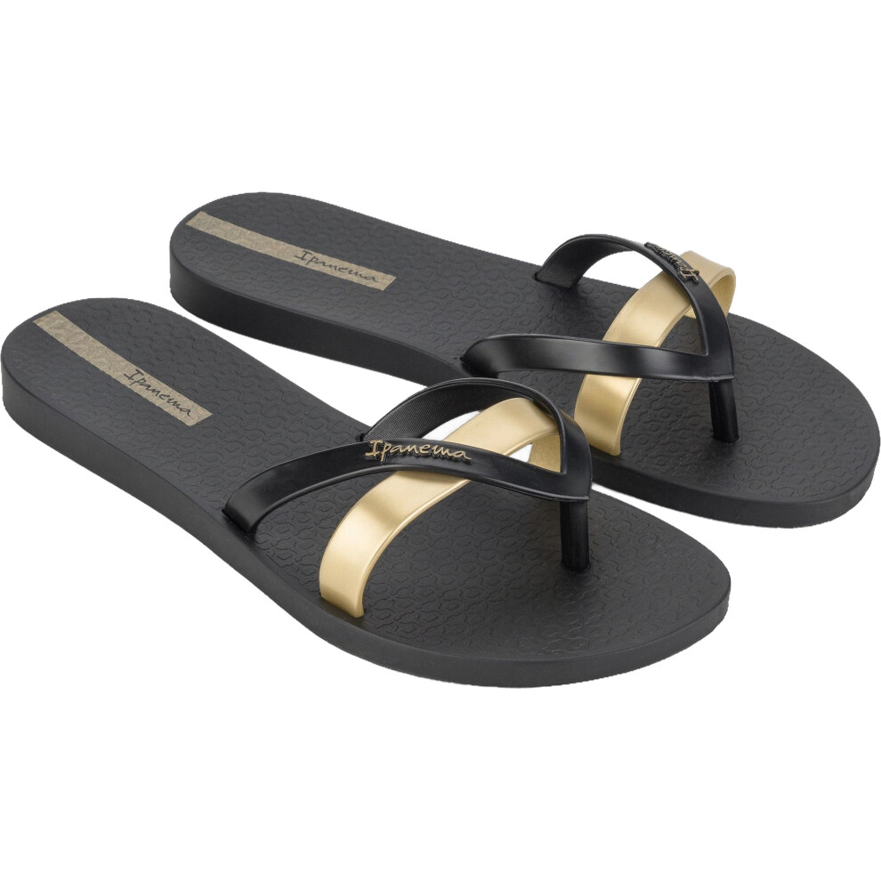 Ipanema (6 Uk, Black/Gold) Womens Kirei Fem Flip Flops