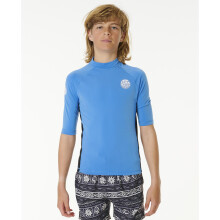 (14 Yrs, Blue Gum) Rip Curl Kids Icons UV Brushed Short Sleeve Rash Vest UPF 50 UV Sun Protection
