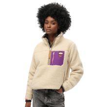 (14, Oatmeal) Superdry Womens Vintage Retro Half Zip Fleece