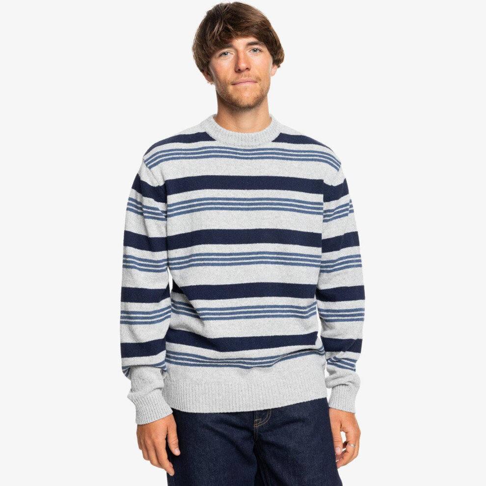 Quiksilver (S, Quarry Stripe) Mens Whenwe Sweater Jumper Pullover Crew Neck Striped