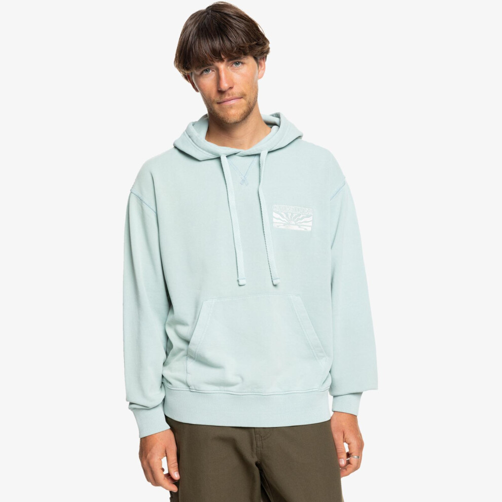 Quiksilver (M, Aquifer) Mens Garment Dye Pullover Sweatshirt Hoodie Jumper Sweatshirt