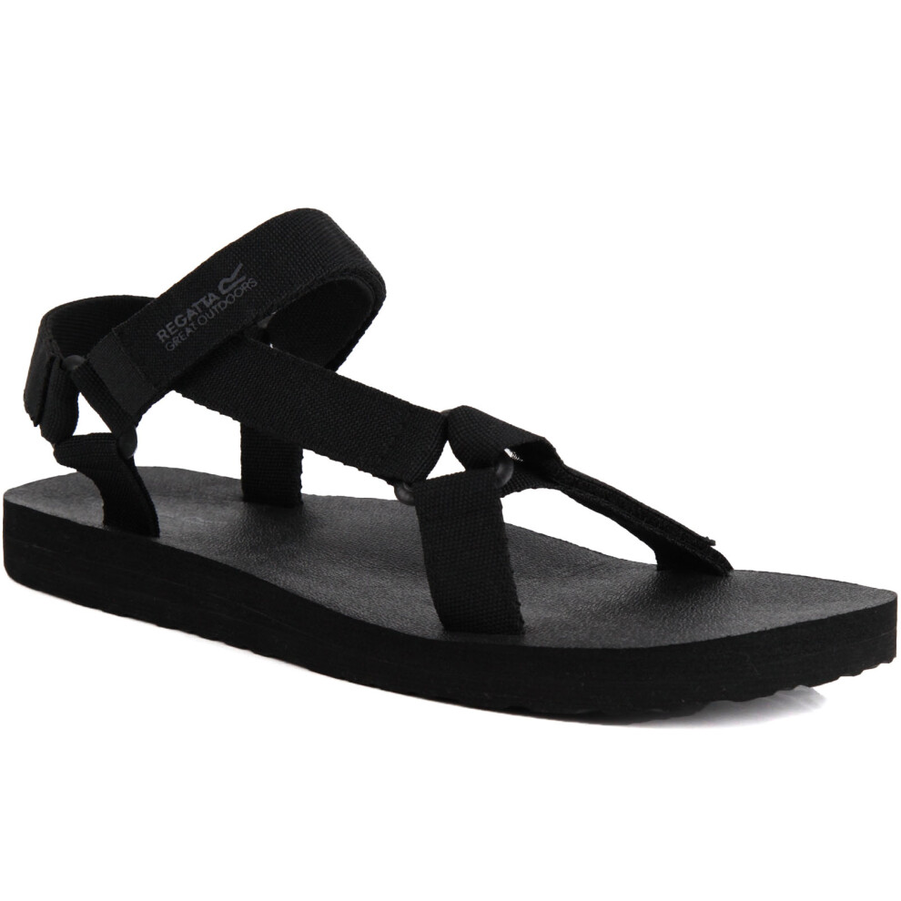 Regatta (12 Uk, Black) Regatts Mens Vendeavour Hook & Loop Strappy Outdoor Walking Hiking Sandals