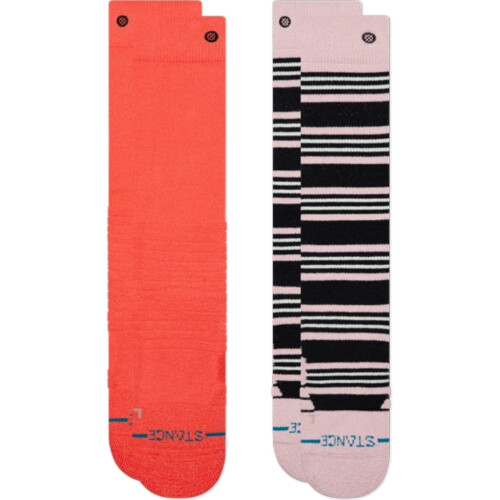 (L, Coral) Stance Kids Trailblazer Mid Poly 2 Pack Ski Socks