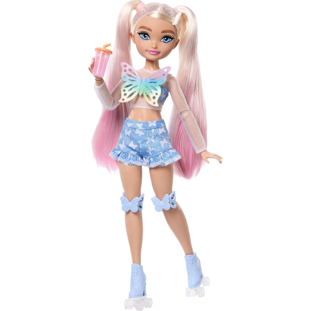 Barbie Dream Besties Doll And Accessories, "Malibu" Posable Roller Skating Fashion Doll With Blonde Hair, 9 Makeup Themed Pieces