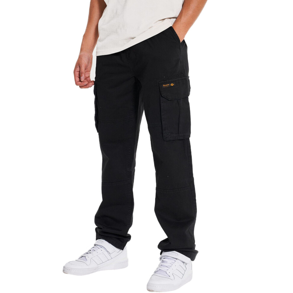 Bench (38S, Black) Mens Sergei Multi Pocket Cotton Cargo Bottoms Pants