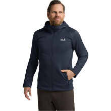 (M, Midnight Sky) Jack Wolfskin Mens Peak District Hooded Full Zip Fleece