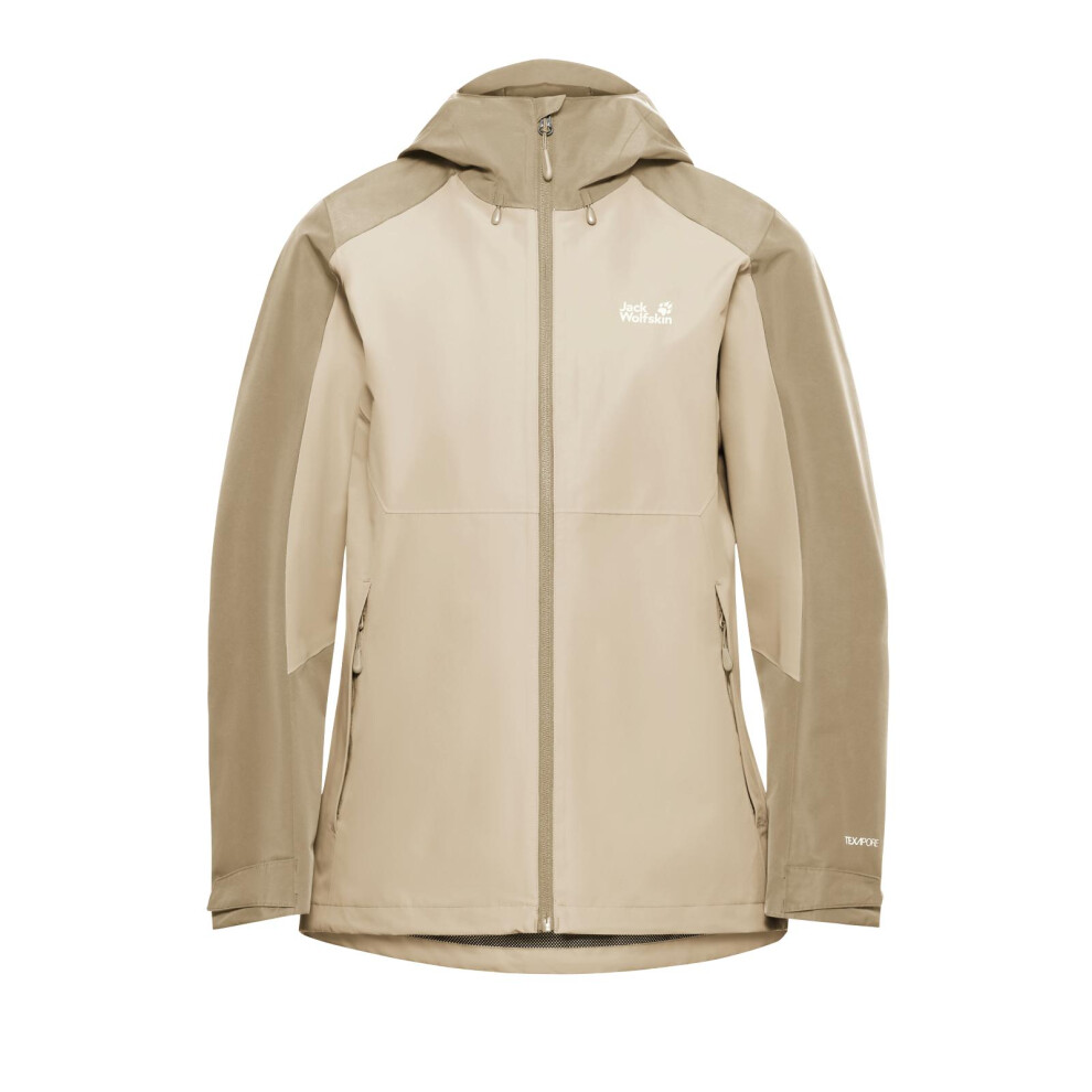 Jack Wolfskin (L, Oyster) Womens Wildbound 2L Waterproof Jacket