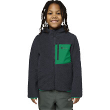 (7 - 8 Yrs, Phantom / Green) Jack Wolfskin Kids Ice Curl Hood Full Zip Fleece