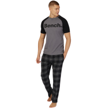 (XL, Black Check) Bench Mens Dunnit Short Sleeve Pyjama Top and Bottoms Set