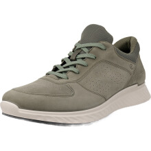 (9-9.5 (43EU), Smokey Olive) Ecco Mens Exostride Low Yak Leather Lace Up Breathable Trainers