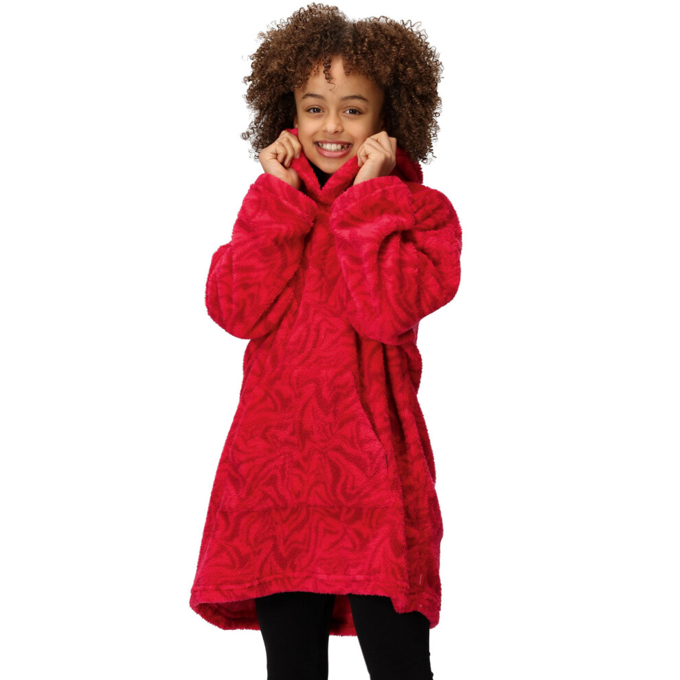 Regatta (3-5 Yrs, Pink Potion) Kids Cosy Borg Fleece Oversized Hoody Wearable Blanket