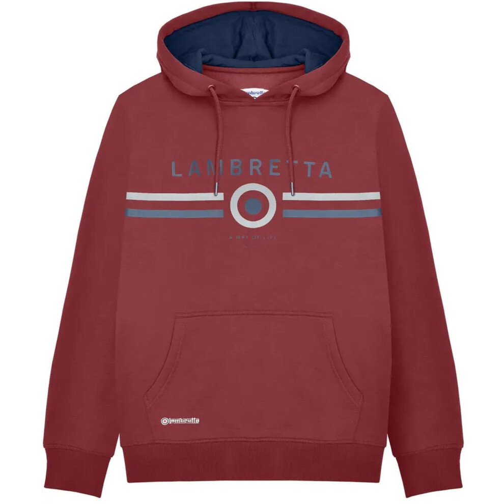 Lambretta (M, Burgundy) Mens Contrast Target Hoodie Pullover Hooded Sweatshirt Hoody Jacket