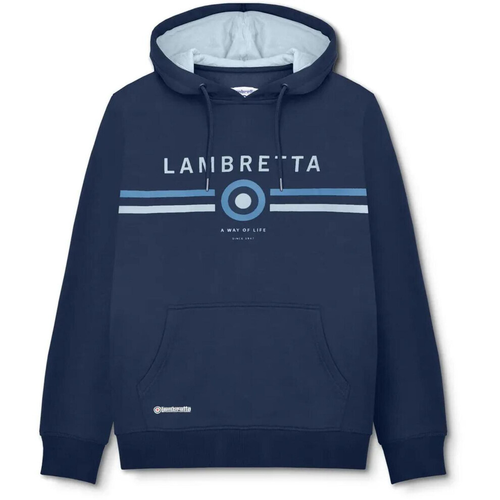 Lambretta (S, Navy) Mens Contrast Target Hoodie Pullover Hooded Sweatshirt Hoody Jacket