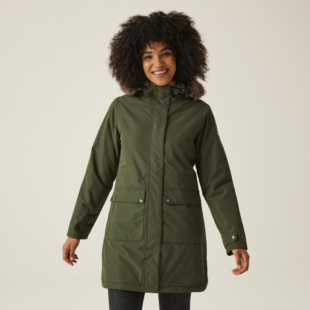 Regatta (10, Dark Khaki) Womens Sabinka Ii Fur Trim Hood Waterproof Parka Jacket Coat