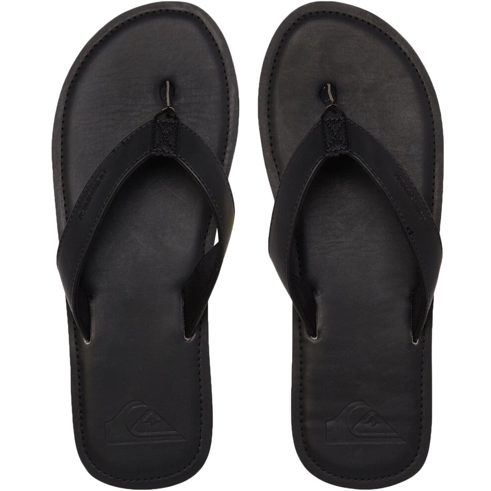 Quiksilver Mens Molokai Leather Beach Pool Sandals Thongs Flip Flops - Black