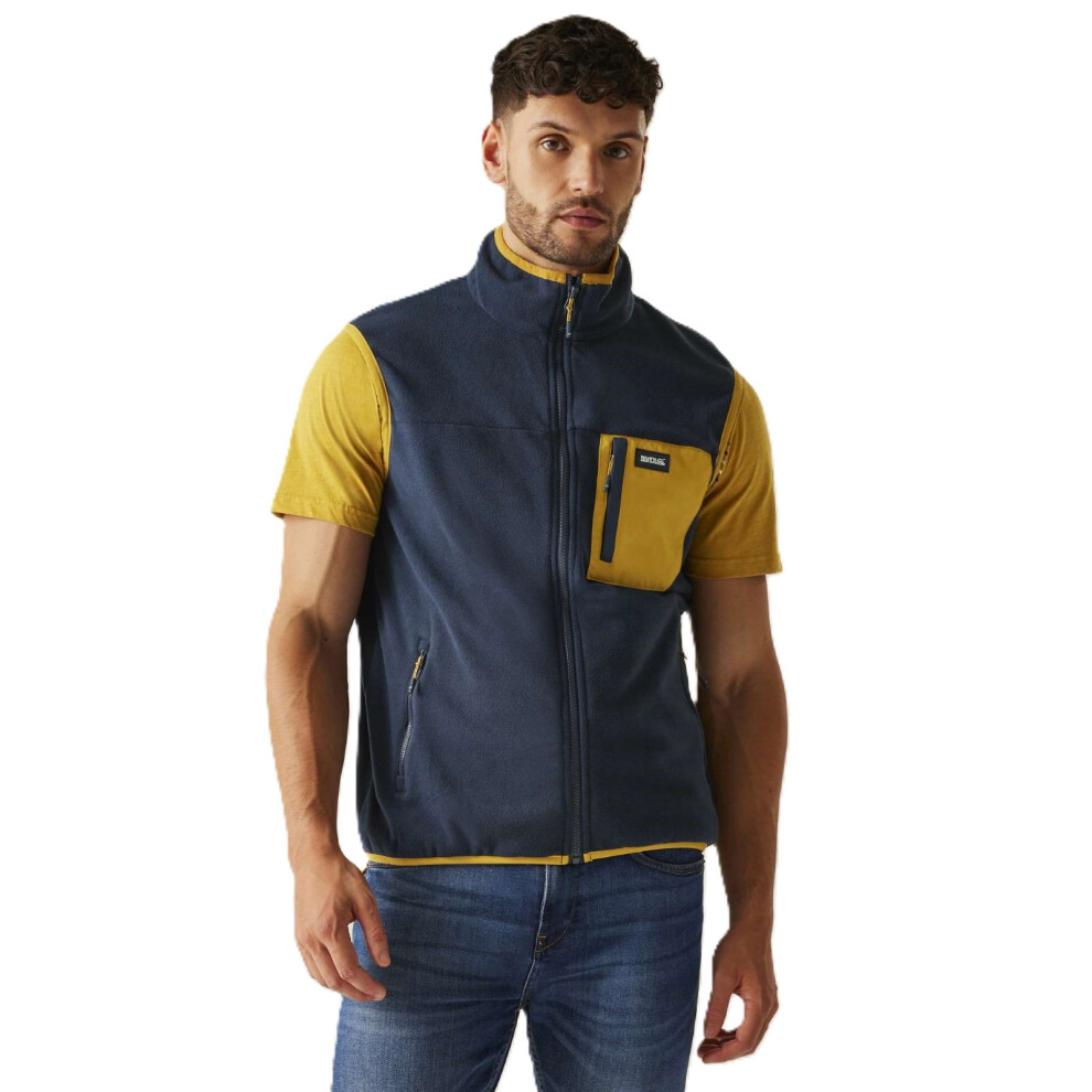 Regatta (Xl, Navy/Mustard) Mens Frankie Full Zip Outdoor Warm Winter Fleece Bodywarmer Gilet