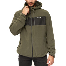 (S, Khaki) Bench Mens Blaine Full Zip Hooded Outdoor Warm Winter Fleece Jacket Coat