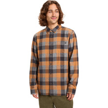 (XL, Almond Motherfly Check) Quiksilver Mens Motherfly Plaid Long Sleeve Shirt