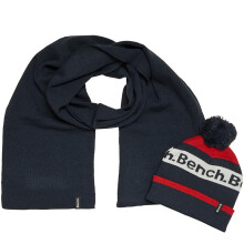 Bench Mens Thermic Warm Winter Knitted Beanie & Scarf Gift Box Set - Navy