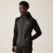 (2XL, Black Red Ochre) Regatta Mens Newhill Hybrid Hooded Outdoor Walking Hiking Padded Jacket Coat