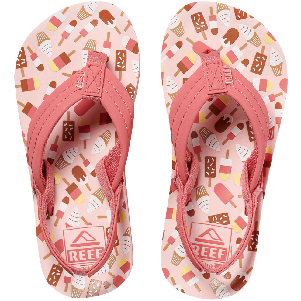 Reef (2K-3K, Ice Cream) Unisex Kids Childrens Ahi Casual Beach Pool Sandals Thongs Flip Flops