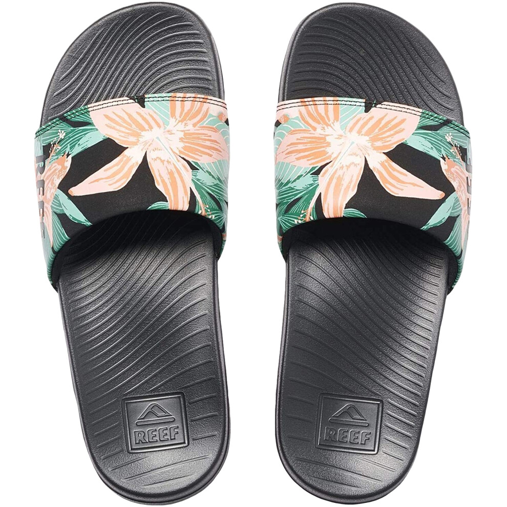 Reef Womens One Slide Pool Flip Flop Thongs Sliders - Hibiscus