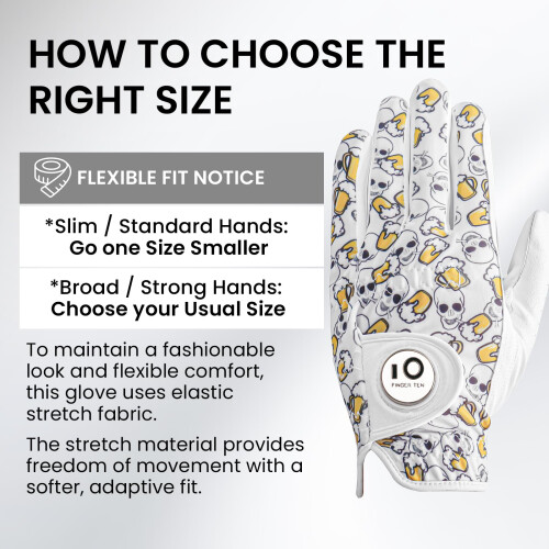 FINGER TEN Golf Glove Men(White-1 Pack, L-Worn on Left Hand) 1