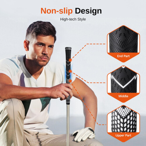 Full Choice Golf Grips 13-Pack, High Traction, White Standard 1