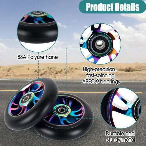 2 PCS 100mm Replacement Stunt Scooter Wheels, Neo Stunt Scooter Wheels 2