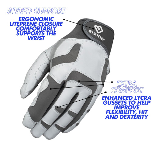 BIONIC Mens ReliefGrip 2.0 RH Golf Glove - Grey/Black - S 2