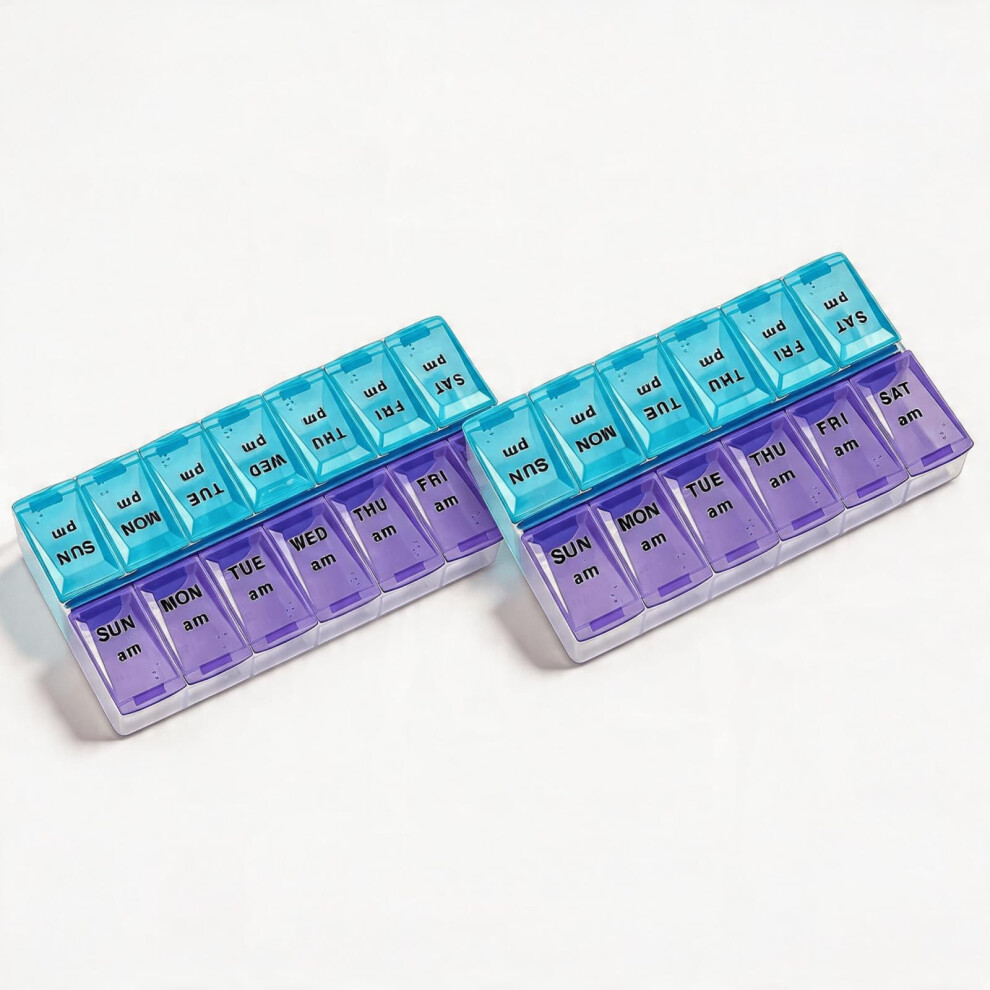 Vinpam Weekly Pill Organiser - 7 Day Am/Pm Tablet Box, 14