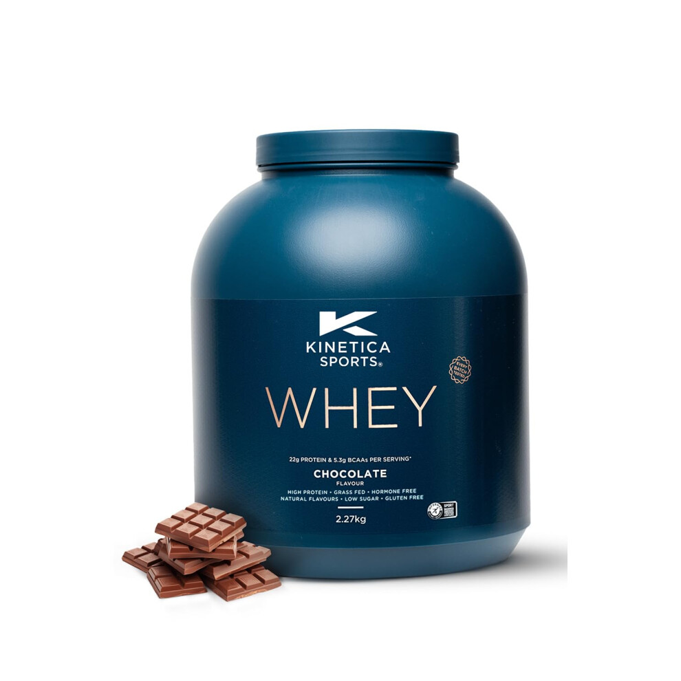 Kinetica Sports Whey Protein Powder - Chocolate, 2.27 Kg, 76 Servings | 23Gm Protein, 5.5Gm Bcaa Amino Acid & 4.32Gm Glutamine | Recovery Shake For O