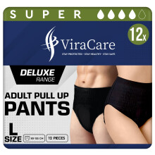 12 x Black Incontinence Pants Women & Men | Super Pull Up Pants | Adult Nappies