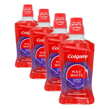 Colgate Max White Purple Reveal Mouthwash 500ml, Helps Prevent Yellow Discolouration, Keeps Teeth White for Longer, Lasting Stain Prevention, Alcohol