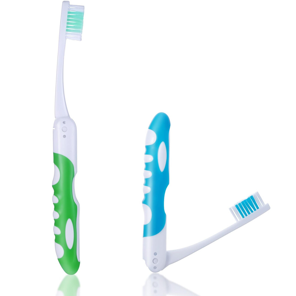Aeaocvo 2Pcs Folding Travel Toothbrush Set - Portable Soft Bristle For Hiking, Camping, And Traveling