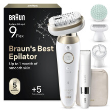 Braun Silk·épil 9 Flex Epilator for Women, 9-481 3D, Gold - SkinSpa All-in-One Set, 360 Flexible Head, Wet & Dry Hair Removal, Body Trimmer, Lasti