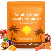 Astaxanthin Tanning Gummies Sun-Free for Women & Men, NO Sugar, with Beta Carote