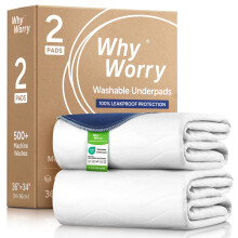 2 x WhyWorry Washable Incontinence Bed Sheets, 86x91 cm, Single Bed, White