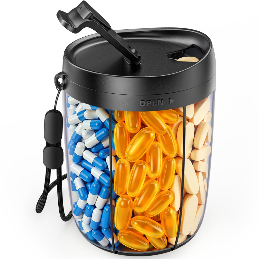 Auvon Pill Dispenser Holds 1 Monthly Vitamins, Supplement Pill Box Easy To Retri