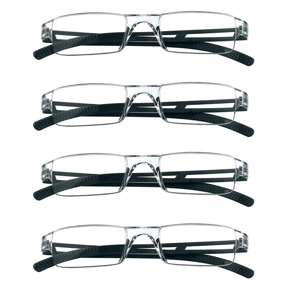 Hubeye 4 Pack Frameless Reading Glasses Ultralight Transparent Rimless Blue Light Blocking Computer Reader 2.50