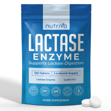 Nutrivo Lactase Tablets | High Strength Lactose Intolerance Tablets 12,500 FCC |