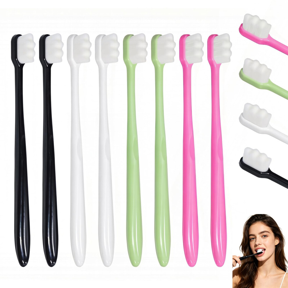Admygo 8-Pack Soft Bristle Toothbrush, Extra Ultra Soft Micro Nano Toothbrush For Adults, Manual Toothbrush With 20000 Bristles For Sensitive Teeth And Gums