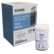 Kinetik Wellbeing Blood Glucose Test Strips, Pack of 50 - Compatible with Kinetik Monitor BG-710 - Home Diabetic Glucose Strips - for Blood Sugar Lev