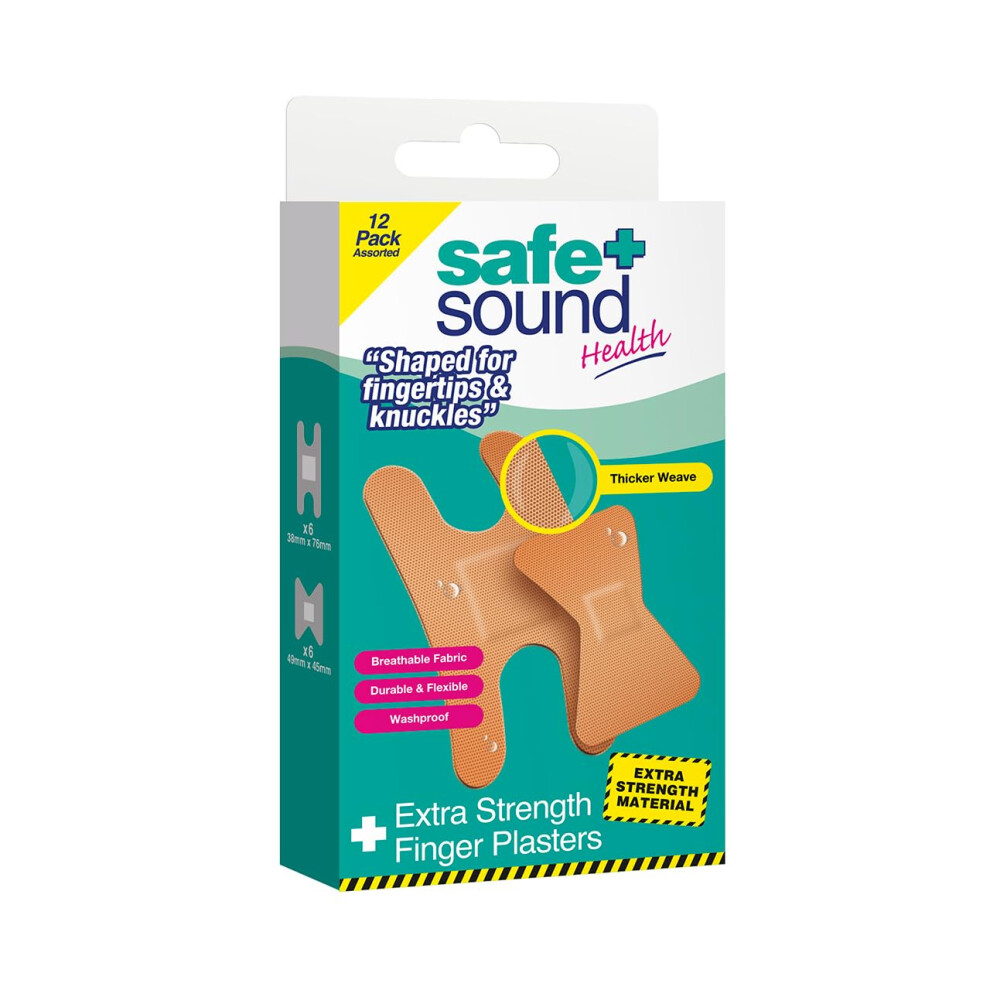 Safe + Sound Safe & Sound Extra Strength Finger Plasters Â 12 Pack Assorted Â Knuckle & Fingertip Bandages Â Breathable, Flexible & Washproof Durable Fabric
